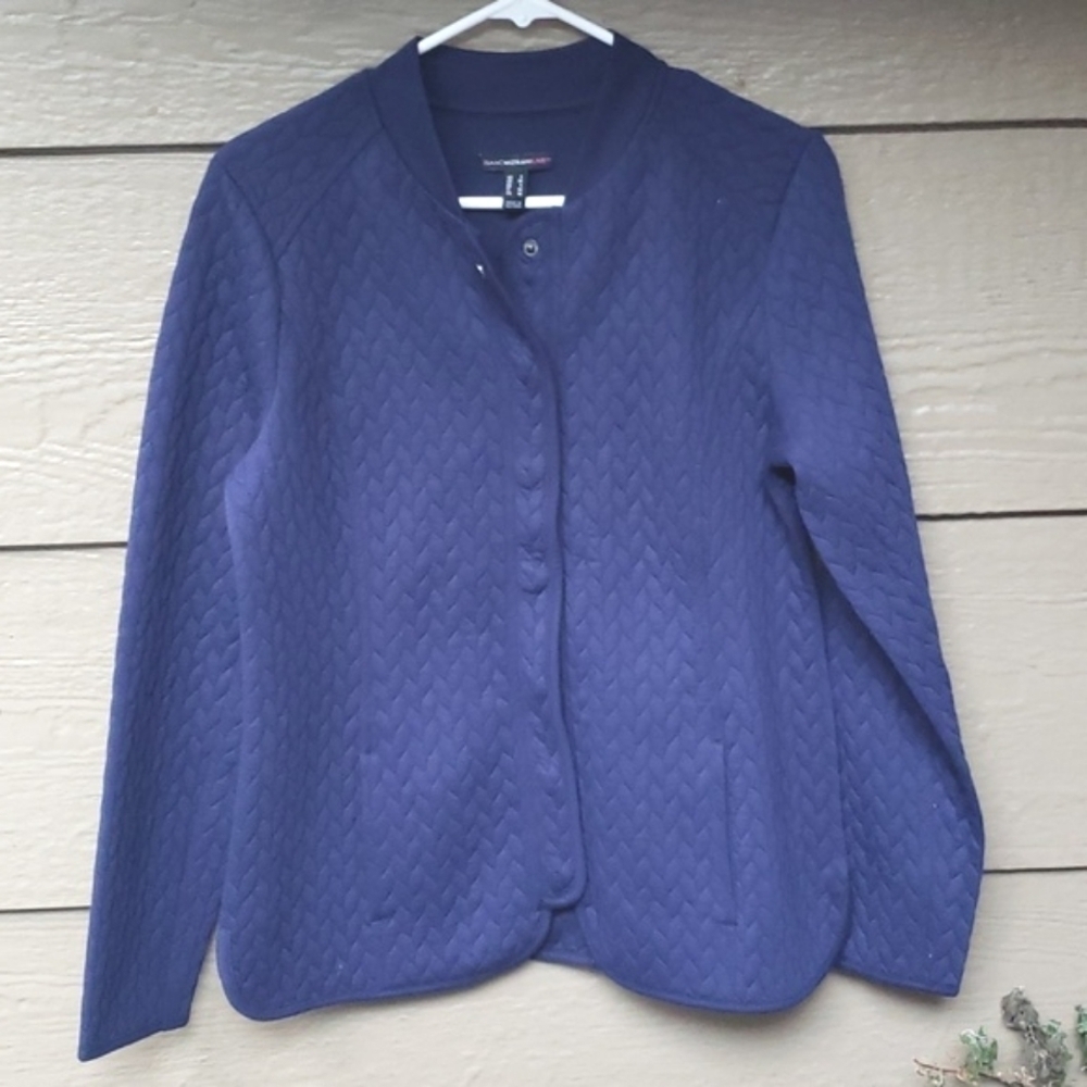 Isaac Mizrahi Live! Quilted Knit Jacket Small navy